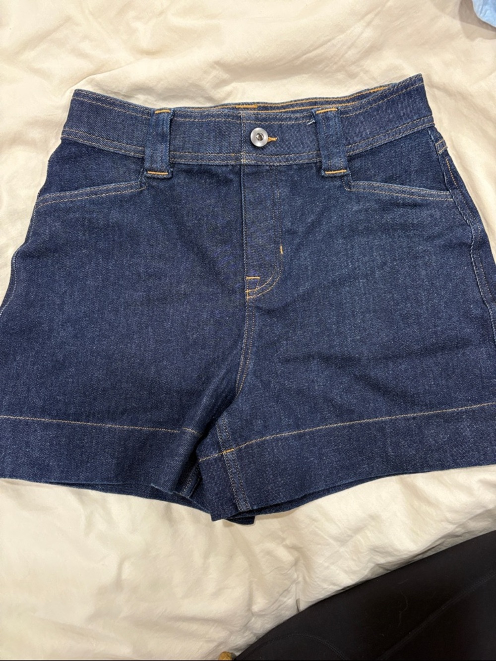 SPANX Dark Blue Denim Jean Shorts